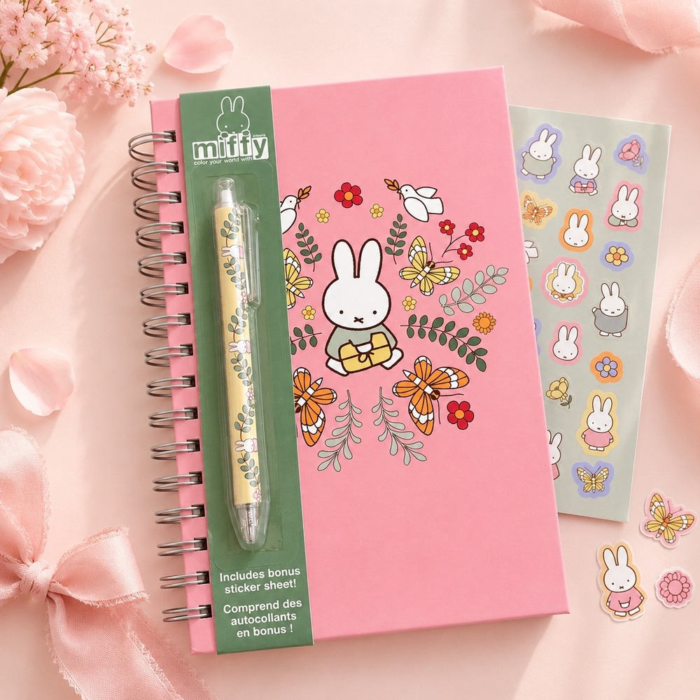 Miffy Pink Spiral Notebook with Pen & Stickers Cute Kawaii Stationery Seat